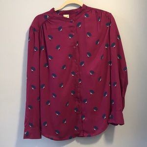 Maroon button down blouse